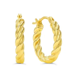 10K Yellow Gold (15 x 3mm) Croissant Hoop Earrings