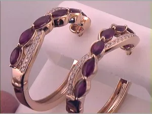1/4CTW-DIA 2 CT-RUBY NATURAL GEM HOOPS