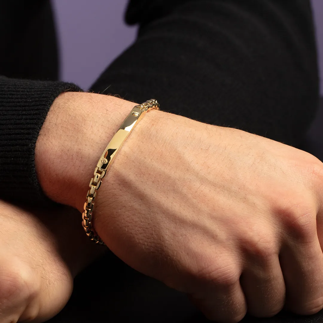 14K Gold Bold Venetian Chain Link ID Bracelet
