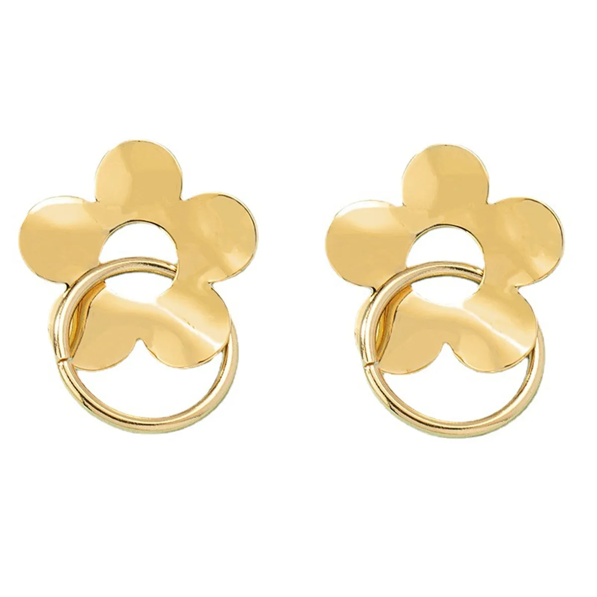 18K Gold-Plated Flower Circle Drop Earrings