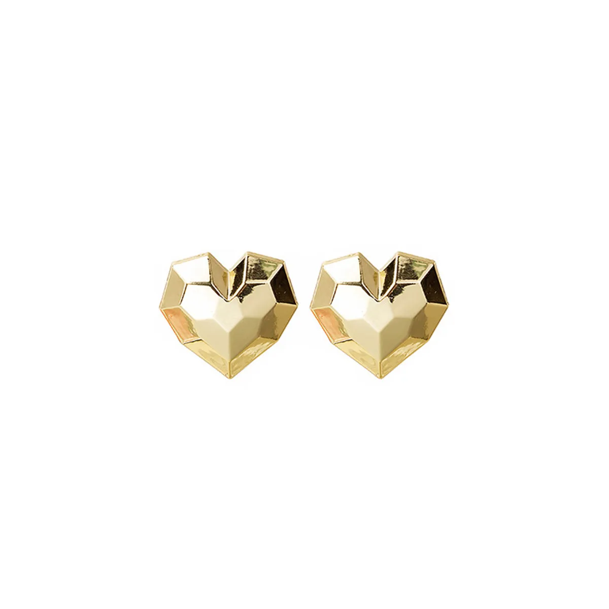 18K Gold-Plated Hammered Heart Stud Earrings