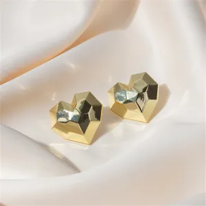 18K Gold-Plated Hammered Heart Stud Earrings
