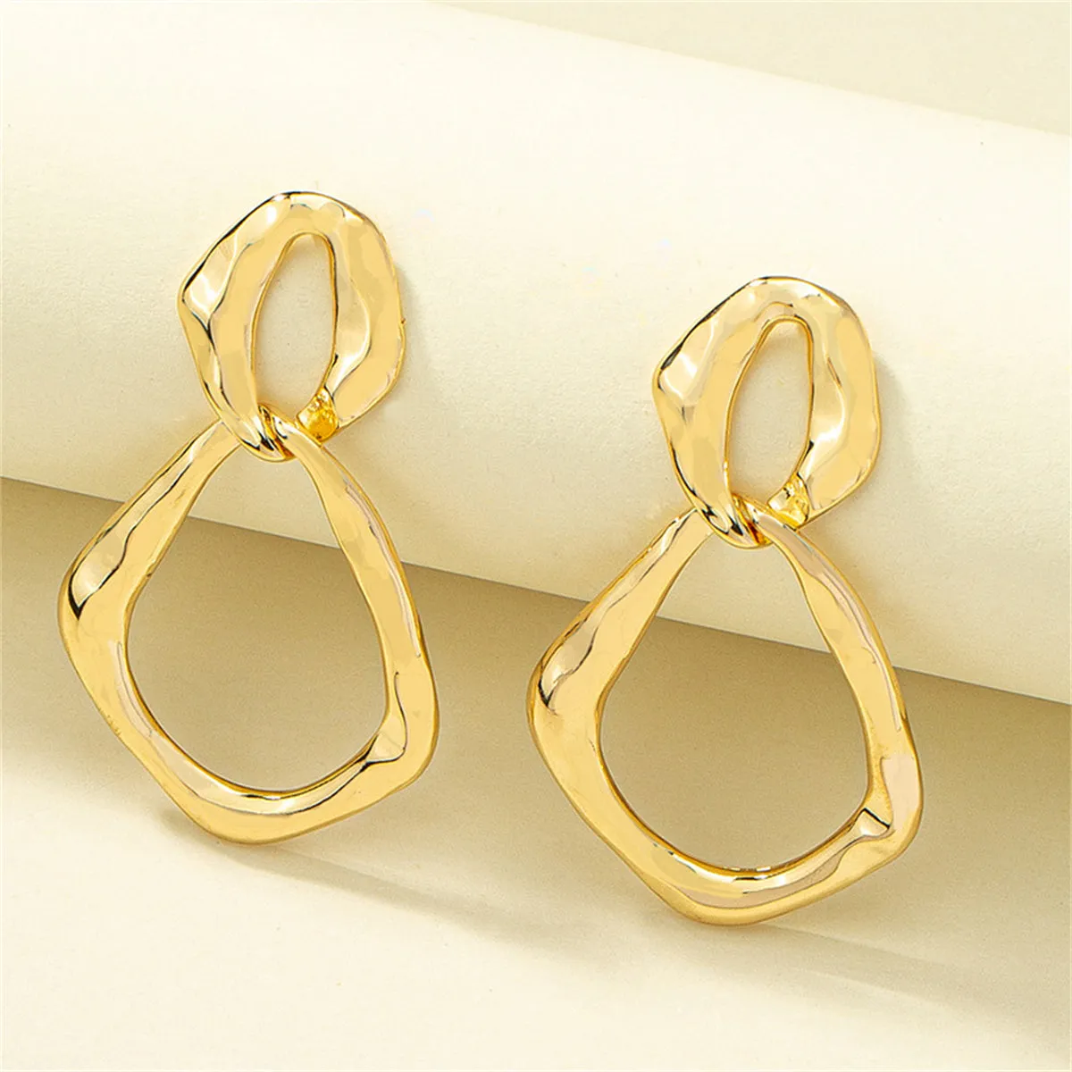 18K Gold-Plated Interlocked Rhombus Drop Earrings