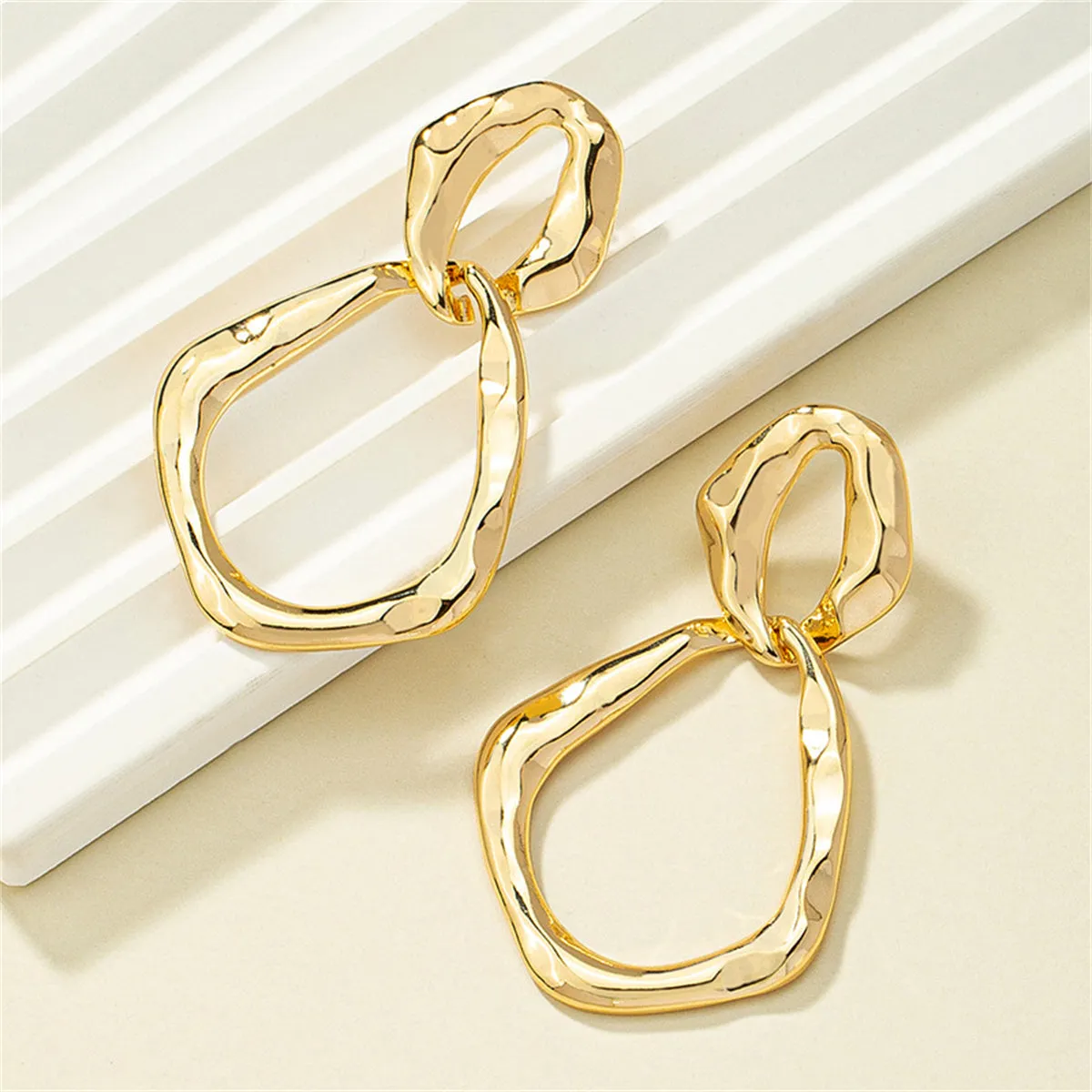 18K Gold-Plated Interlocked Rhombus Drop Earrings