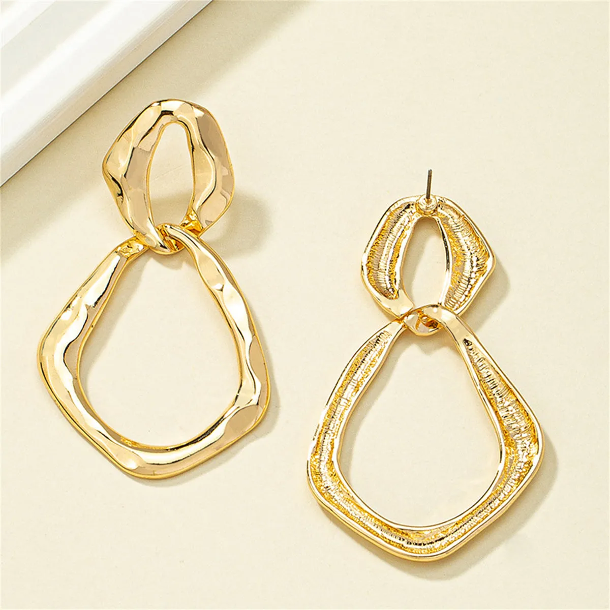 18K Gold-Plated Interlocked Rhombus Drop Earrings