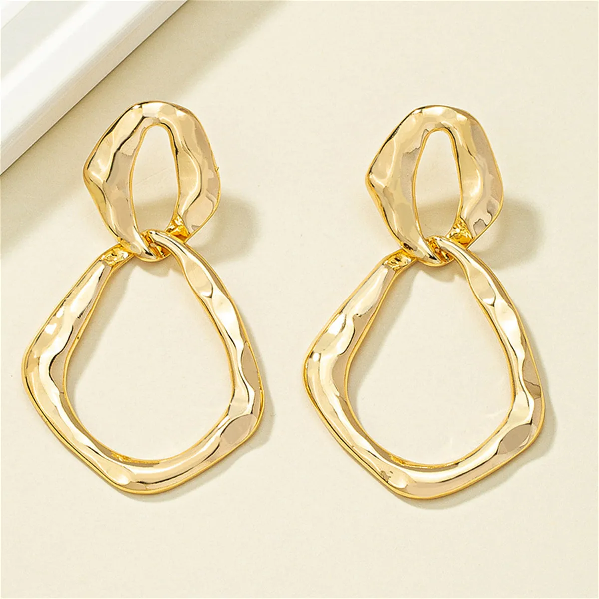 18K Gold-Plated Interlocked Rhombus Drop Earrings