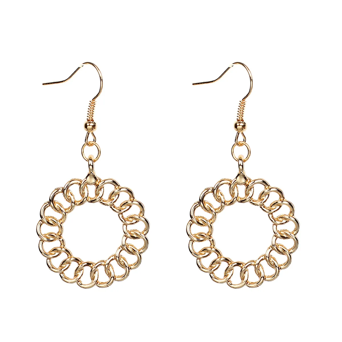 18K Gold-Plated Open Figaro Round Drop Earrings