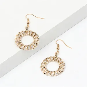 18K Gold-Plated Open Figaro Round Drop Earrings