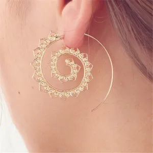 18K Gold-Plated Openwork Petal Spiral Drop Earrings