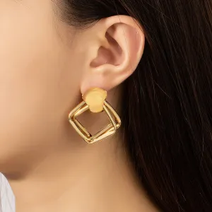 18K Gold-Plated Small Stacked Rhombus Stud Earrings
