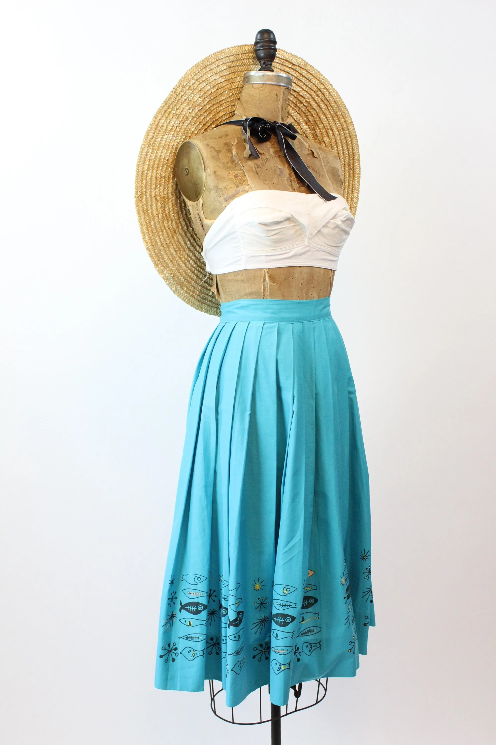 1950s FISH PRINT novelty print skirt xs | new spring summer