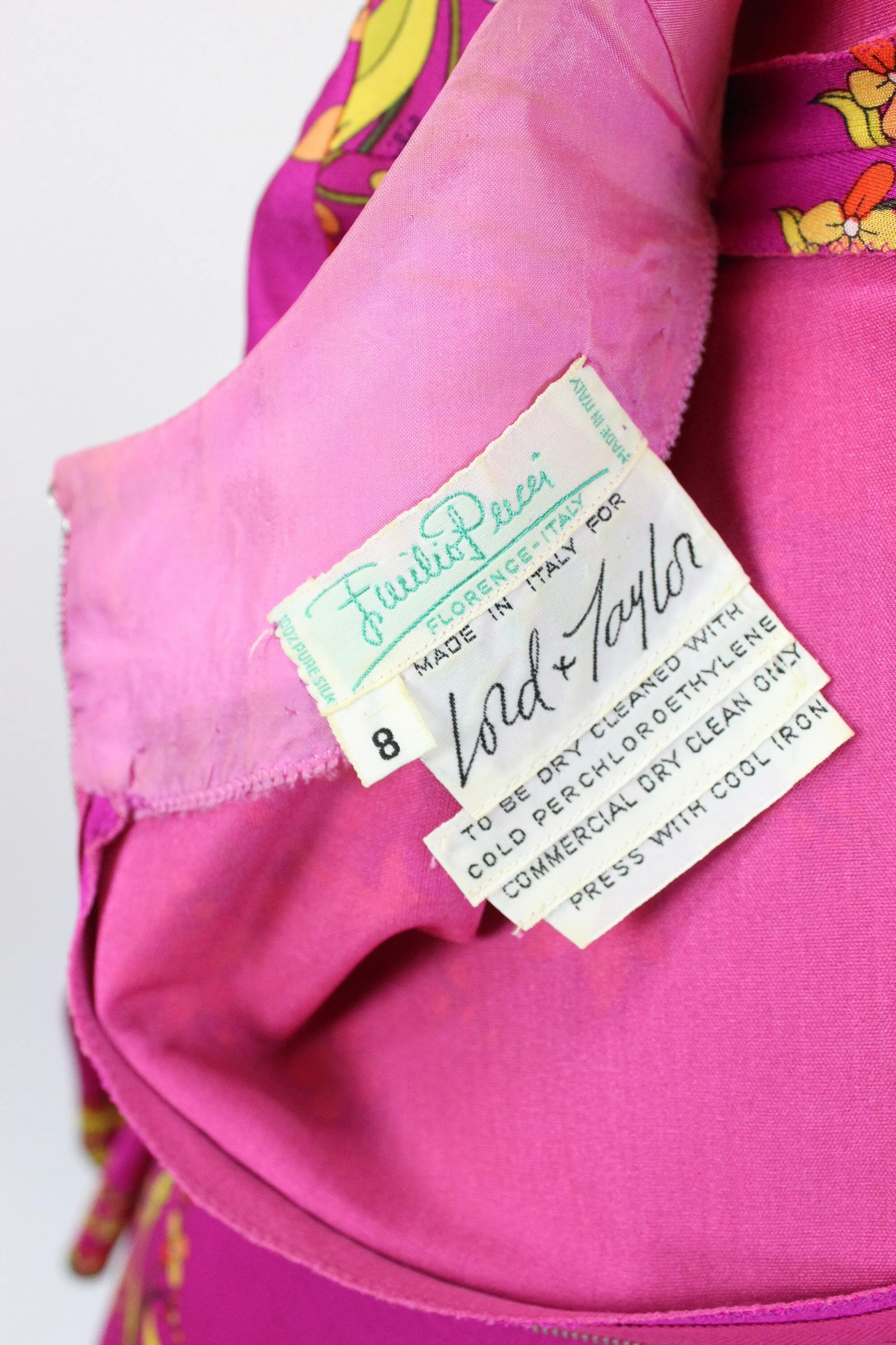 1960s 1970s EMILIO PUCCI magenta chartreuse SILK dress xs | new fall