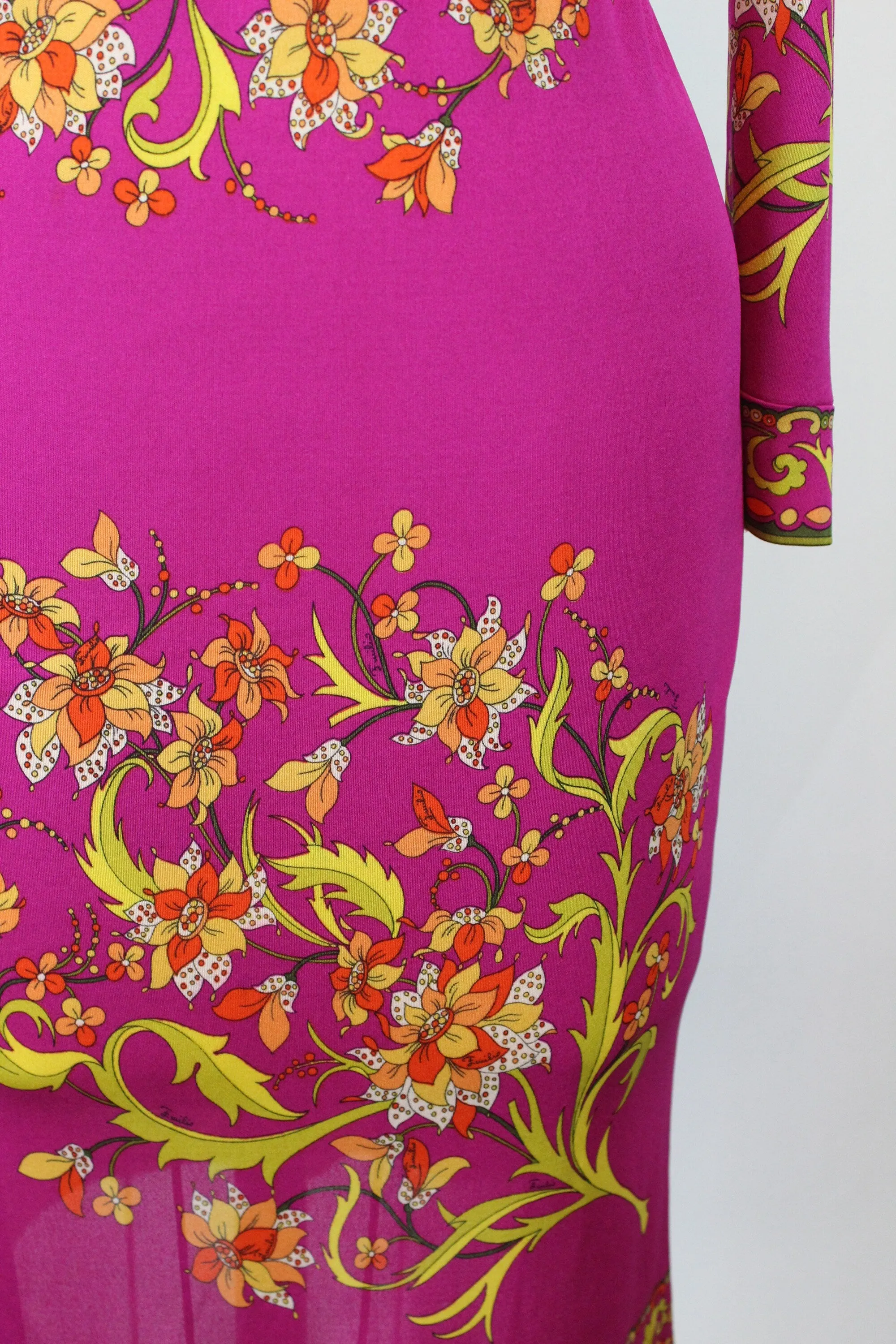 1960s 1970s EMILIO PUCCI magenta chartreuse SILK dress xs | new fall