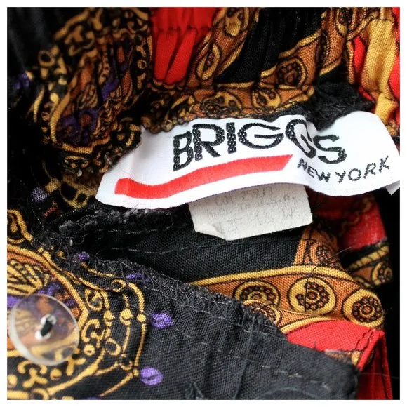 1980s Red and Black Gold Purple Chain Printed Skirt | Vintage | VTG Skirts