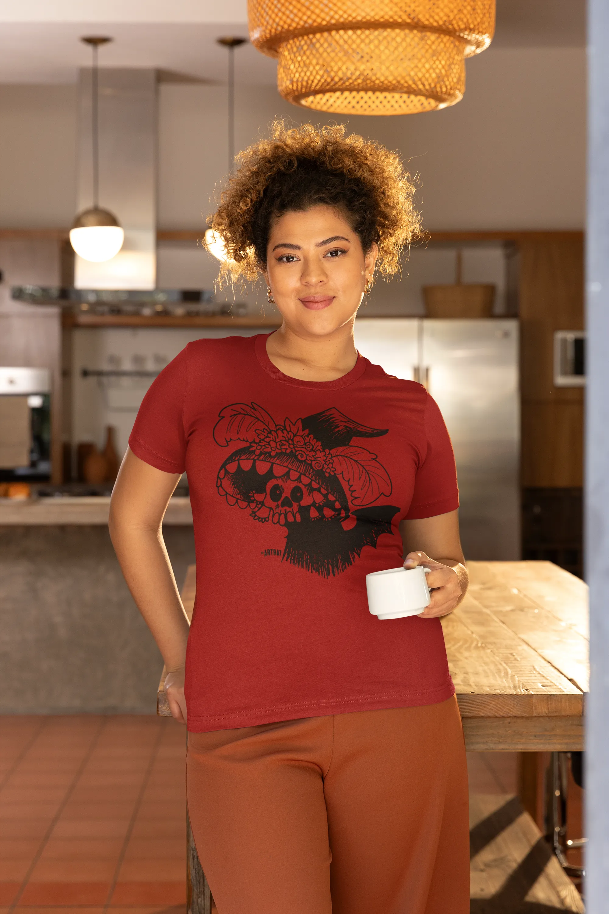 2 Spooky Catrina Unisex Jersey Short Sleeve Tee - Designed by Sadie Rothenberg - Rust