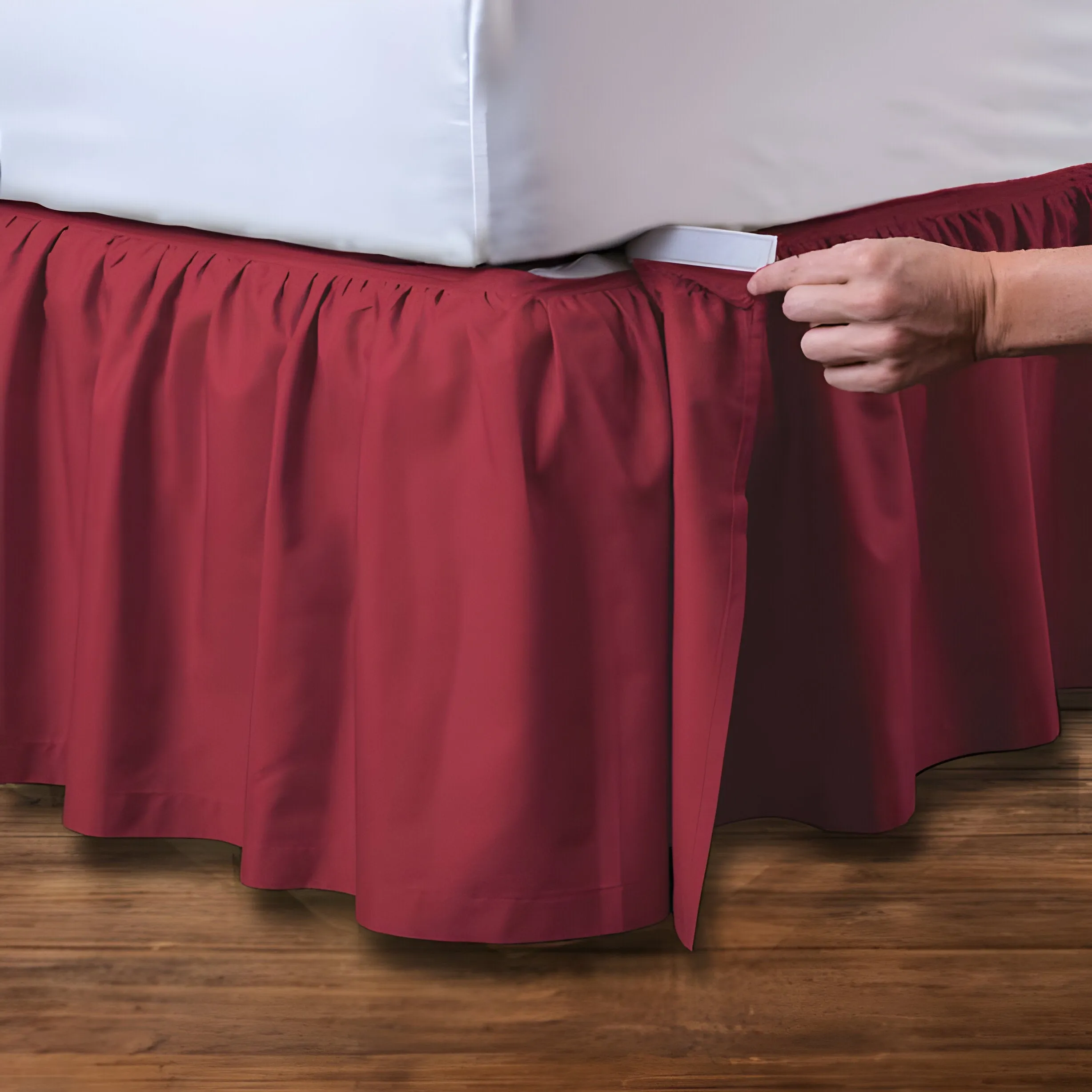 400TC Cotton Sateen Velcro Detachable Ruffle Bed Skirt
