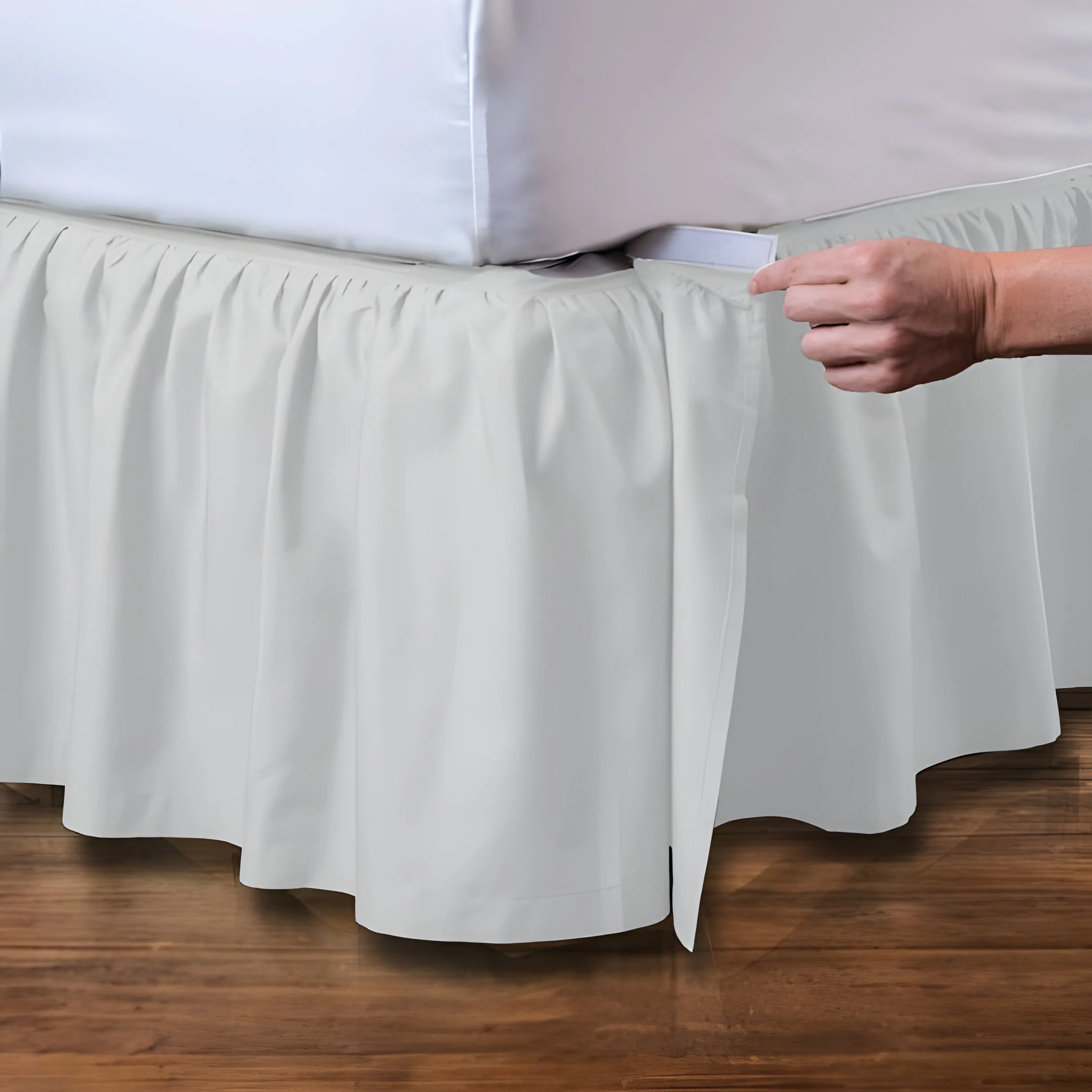 400TC Cotton Sateen Velcro Detachable Ruffle Bed Skirt