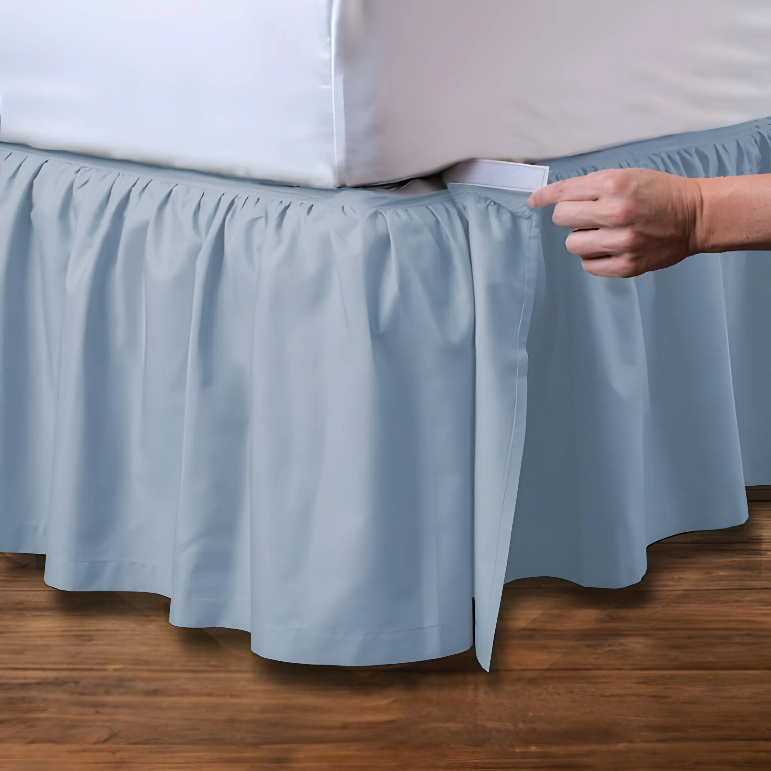 400TC Cotton Sateen Velcro Detachable Ruffle Bed Skirt
