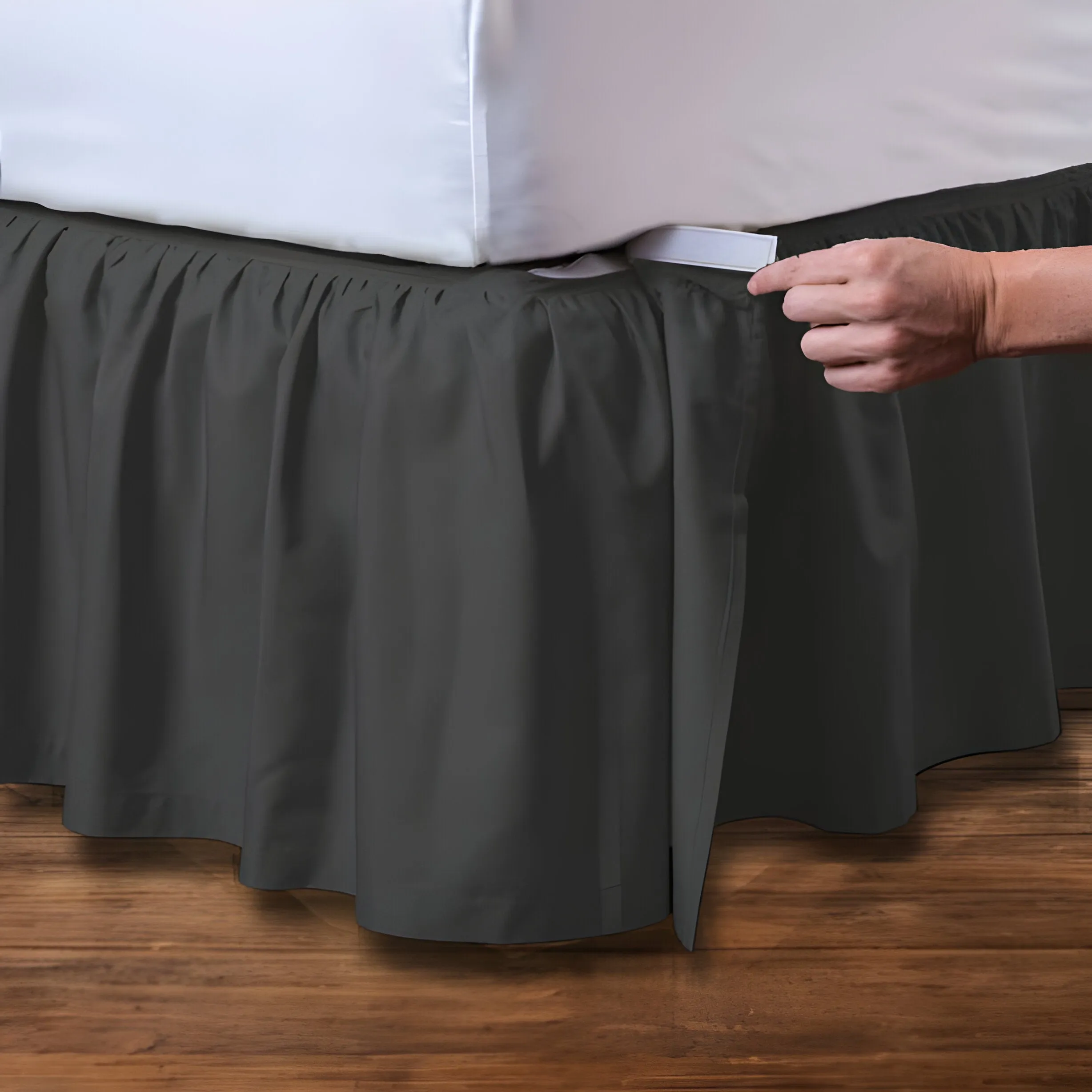 400TC Cotton Sateen Velcro Detachable Ruffle Bed Skirt