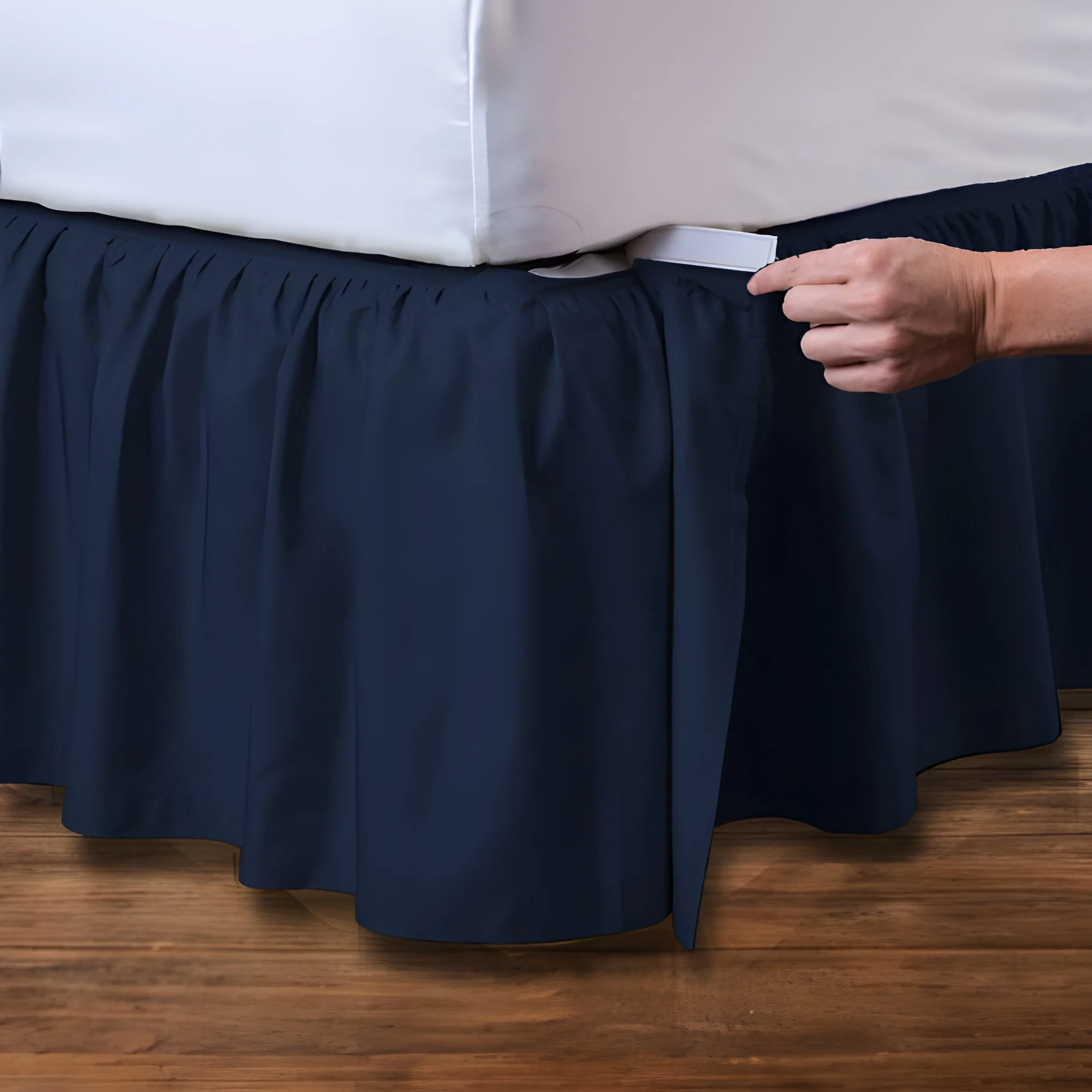 400TC Cotton Sateen Velcro Detachable Ruffle Bed Skirt