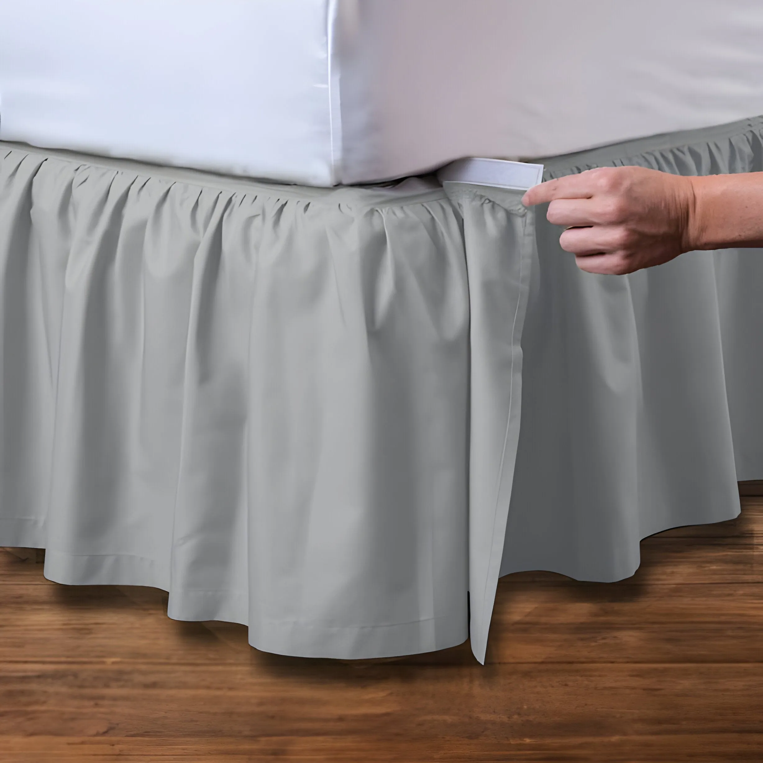 400TC Cotton Sateen Velcro Detachable Ruffle Bed Skirt