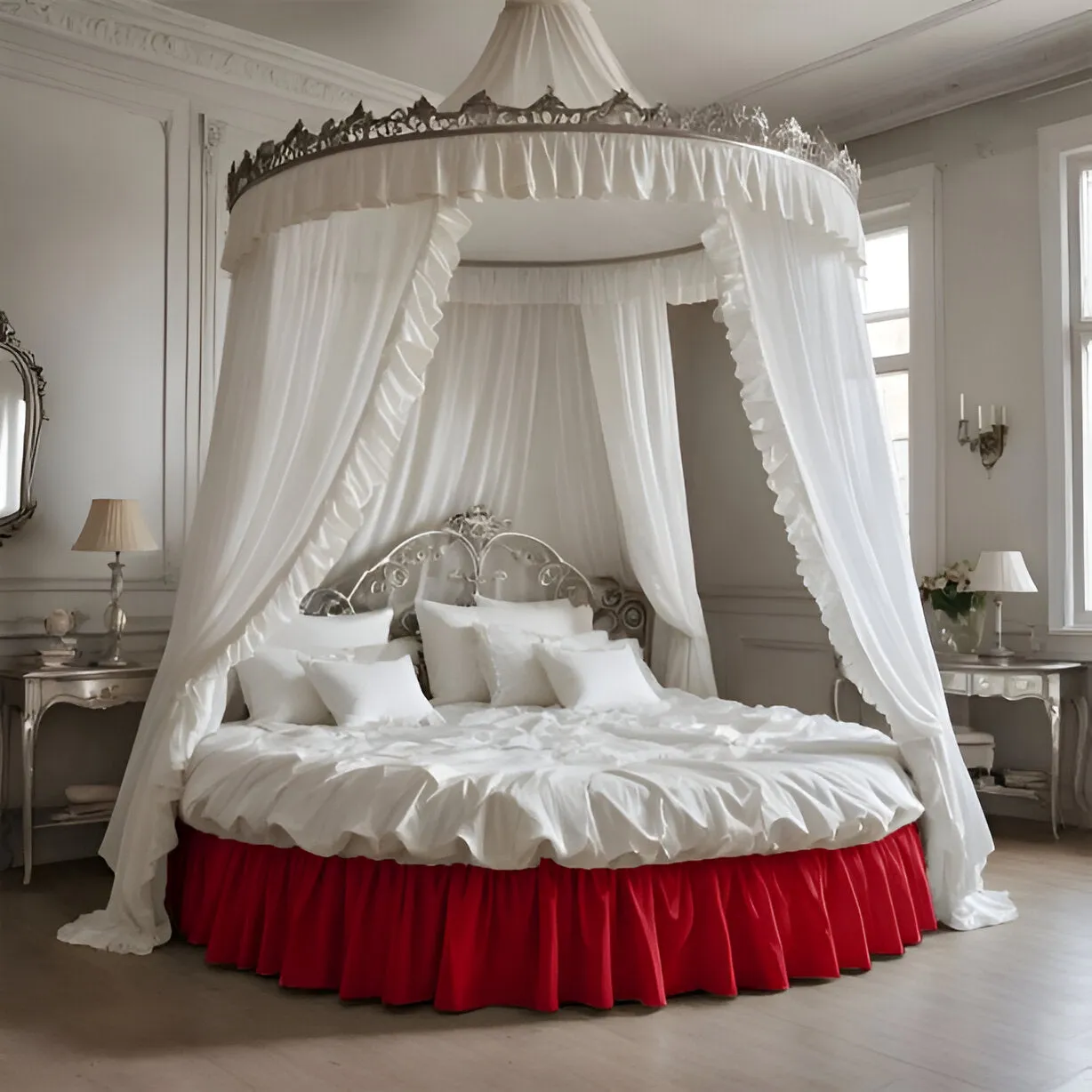 400TC Sateen Solid Cotton Gathered Round Bed Skirt