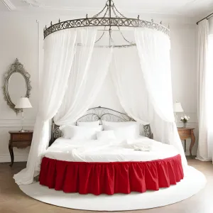 400TC Sateen Solid Cotton Gathered Round Bed Skirt