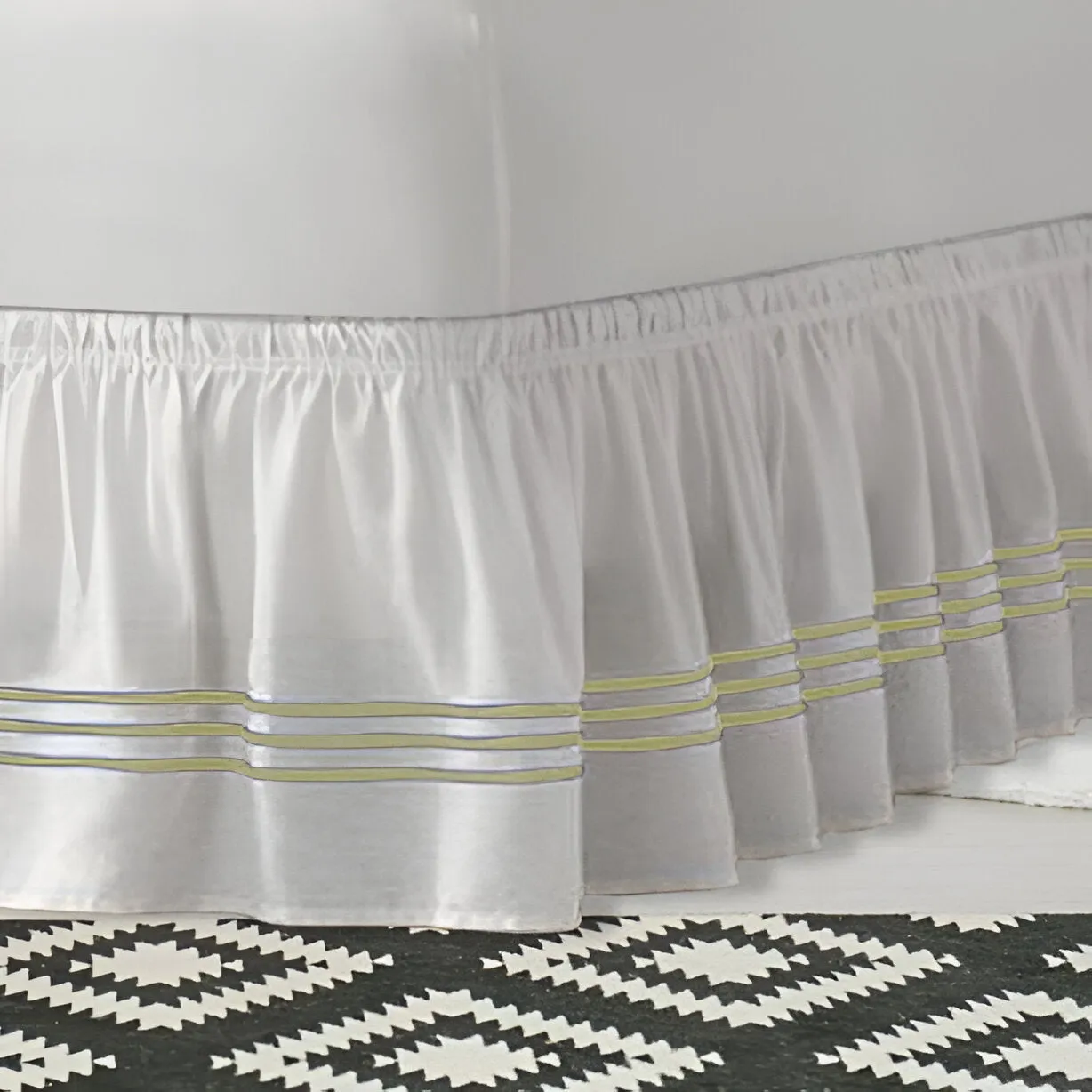 400TC Sateen Solid Cotton Triple Embroidered Wrap Around Bed Skirt