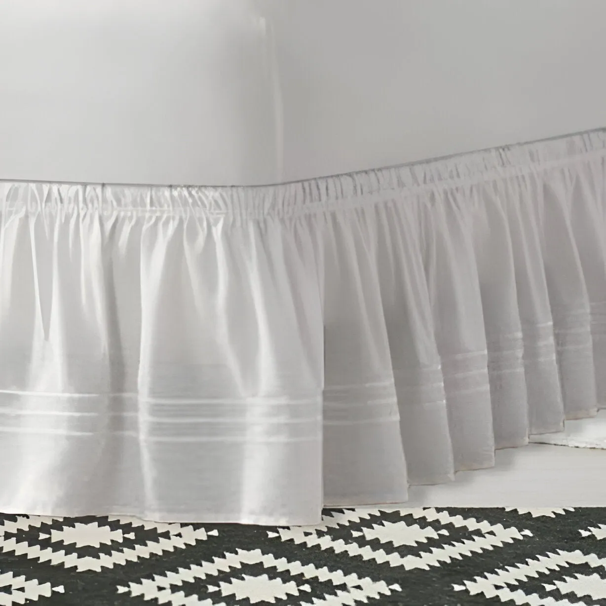 400TC Sateen Solid Cotton Triple Embroidered Wrap Around Bed Skirt