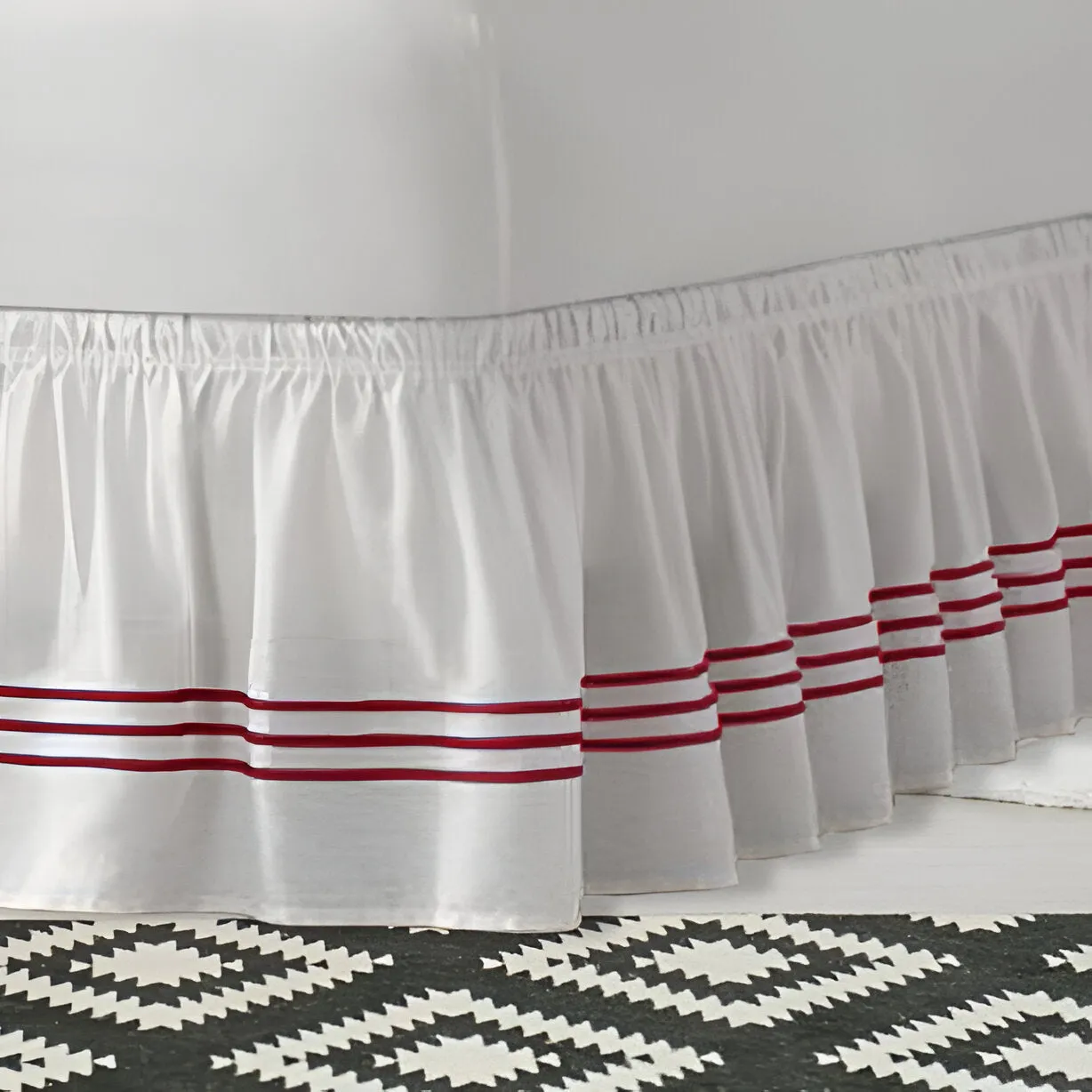 400TC Sateen Solid Cotton Triple Embroidered Wrap Around Bed Skirt
