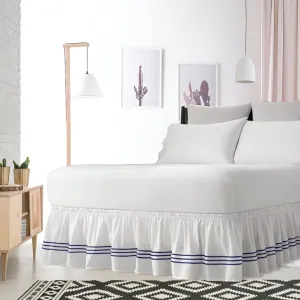 400TC Sateen Solid Cotton Triple Embroidered Wrap Around Bed Skirt