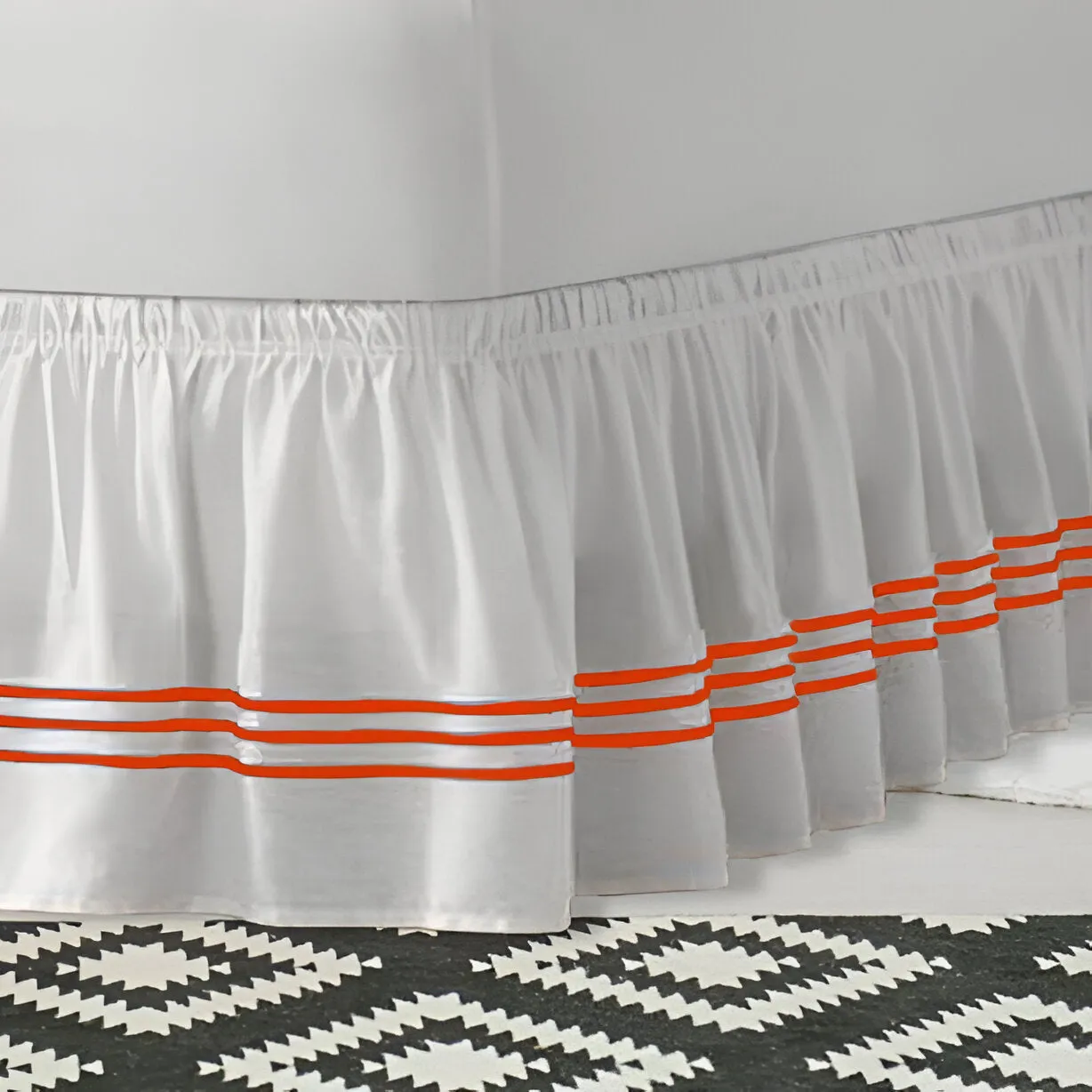 400TC Sateen Solid Cotton Triple Embroidered Wrap Around Bed Skirt
