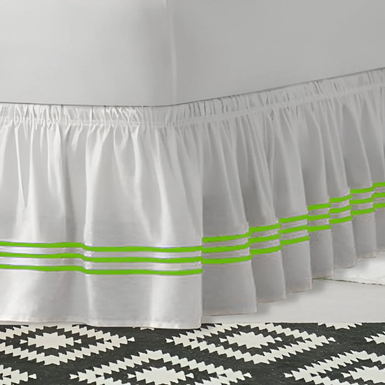 400TC Sateen Solid Cotton Triple Embroidered Wrap Around Bed Skirt