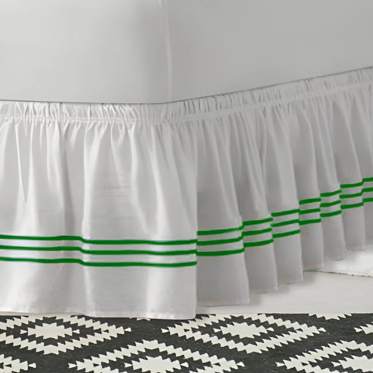 400TC Sateen Solid Cotton Triple Embroidered Wrap Around Bed Skirt
