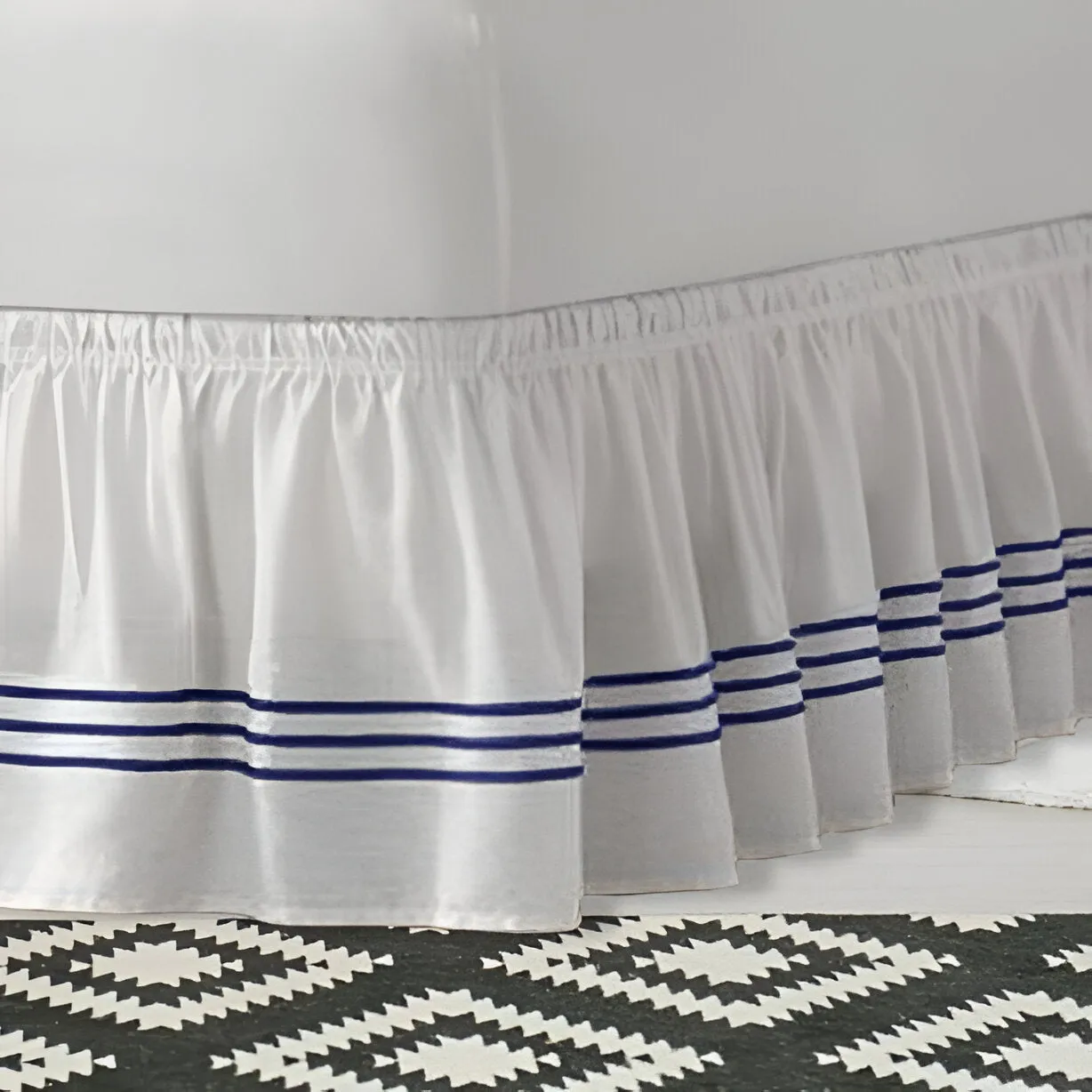 400TC Sateen Solid Cotton Triple Embroidered Wrap Around Bed Skirt