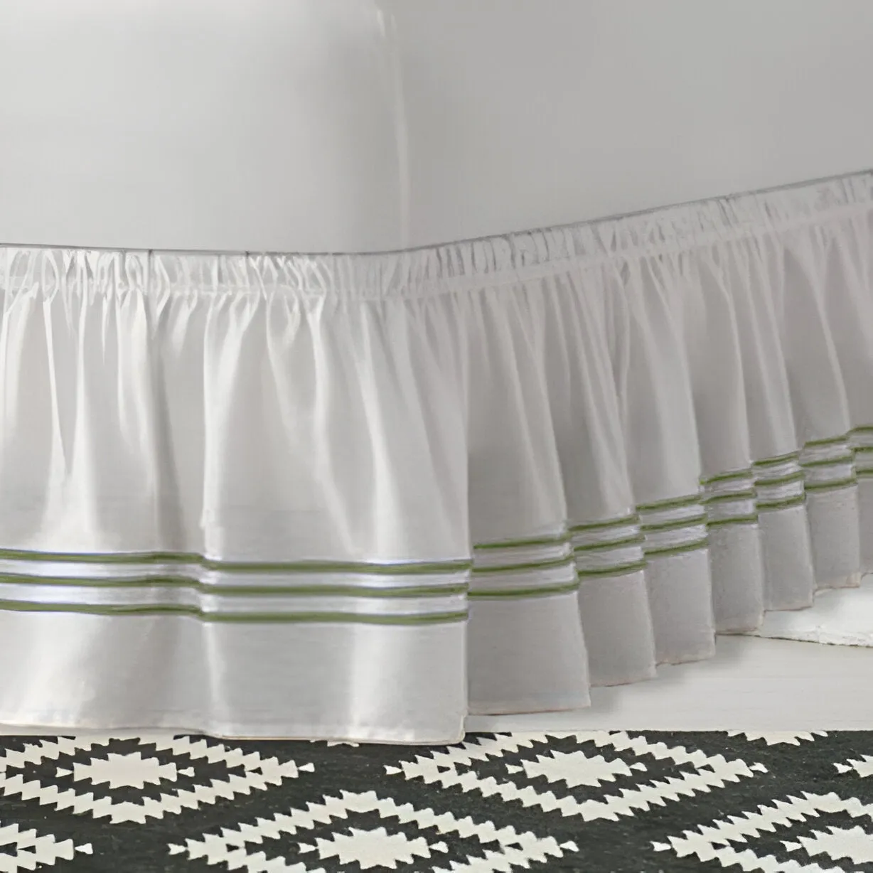 400TC Sateen Solid Cotton Triple Embroidered Wrap Around Bed Skirt