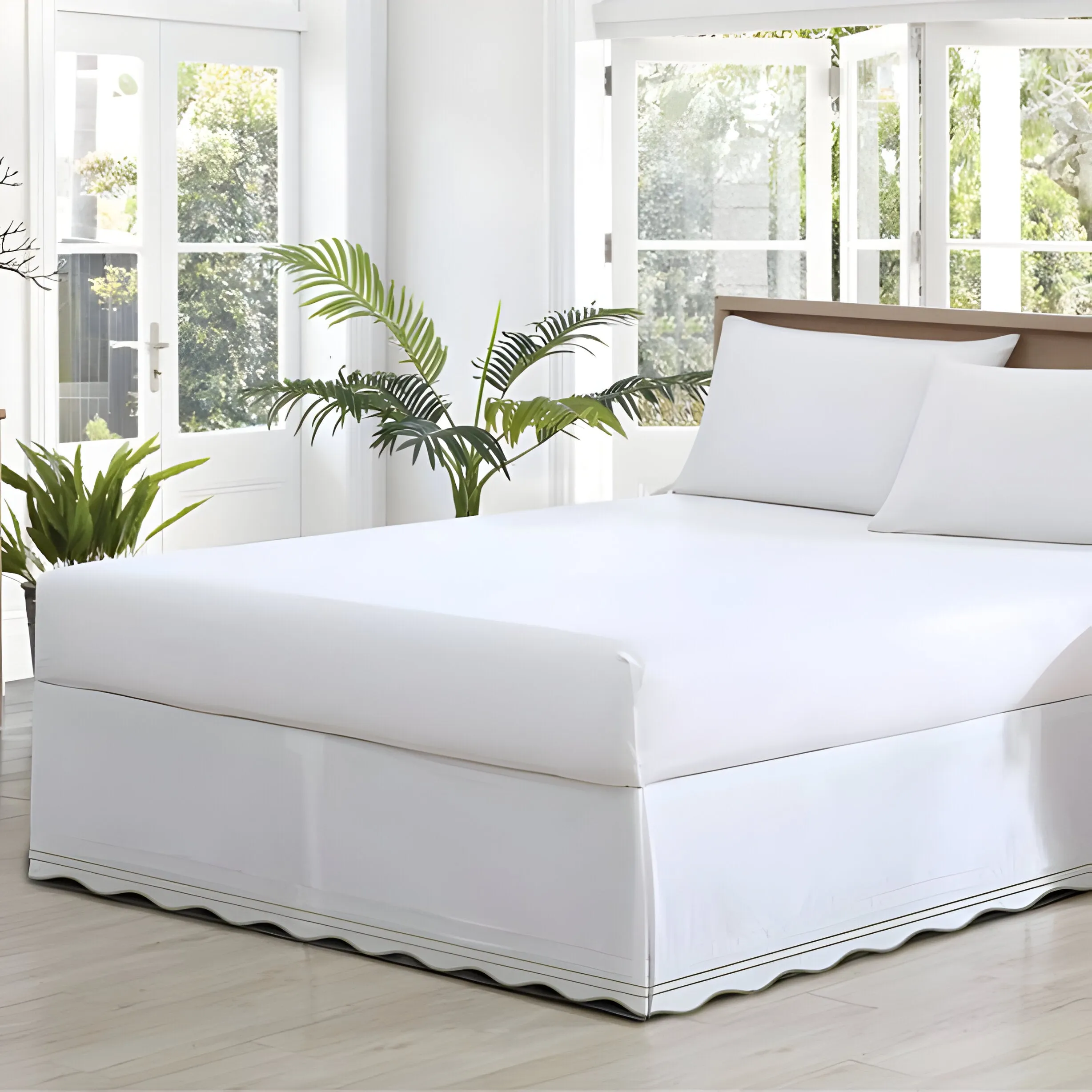 400TC Wavy Embroidery & Border Tailored Bed Skirt