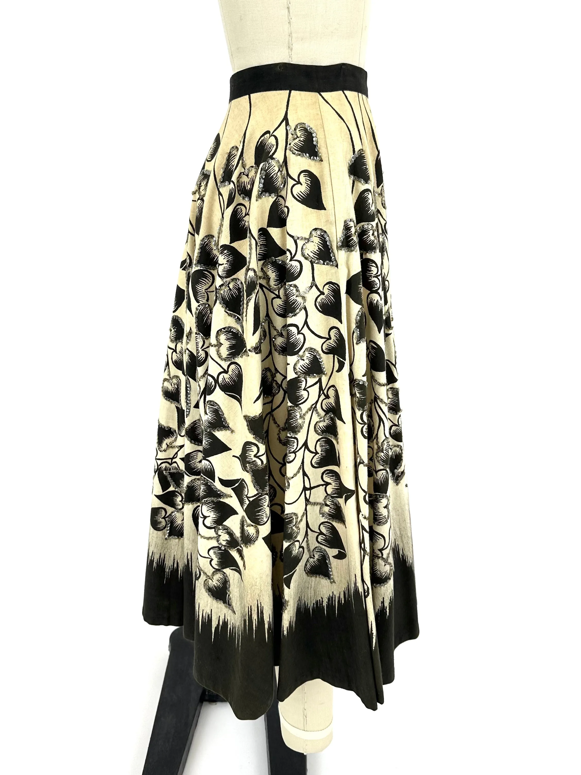 50s Maya de Mexico Sequin Printed Skirt