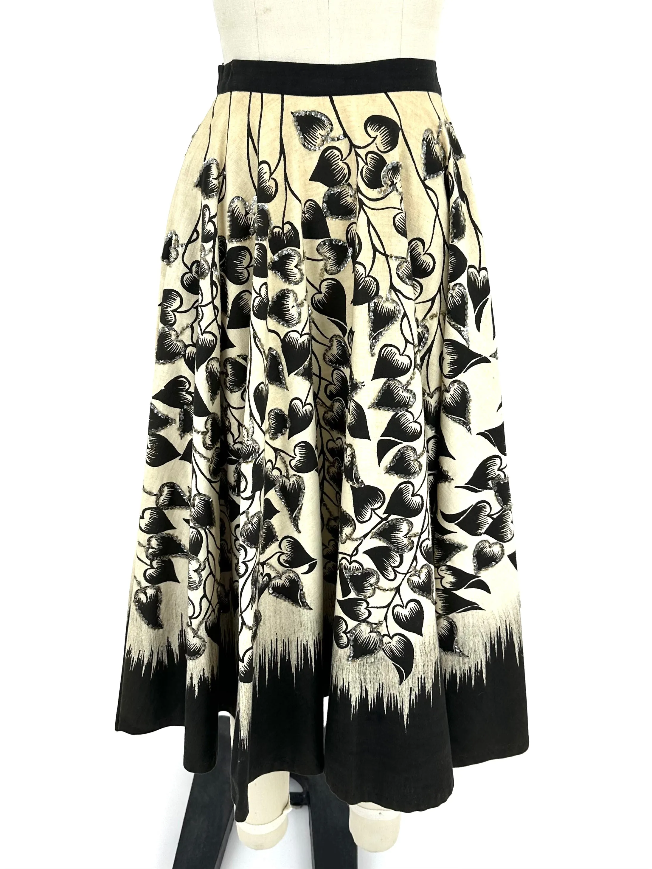 50s Maya de Mexico Sequin Printed Skirt