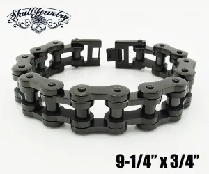 9-1/4" x 3/4" BLACK Stainless Steel Motorcycle Bracelet (805XL)