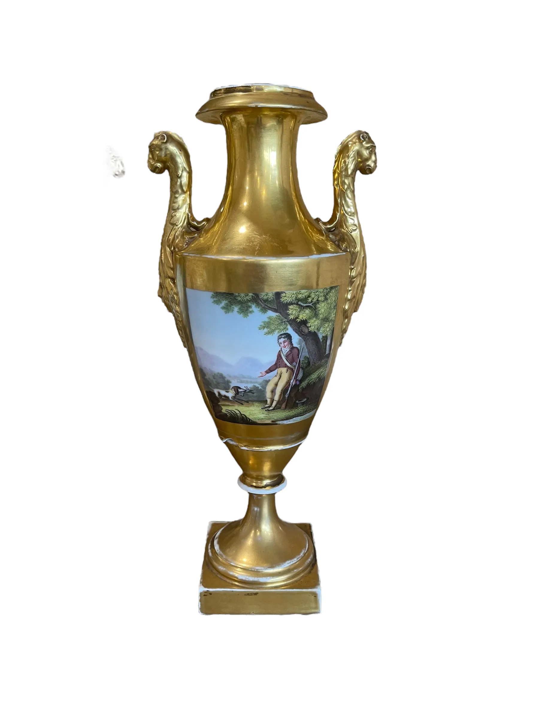 A Pair, Vintage Sevres Porcelain & Gold Urns