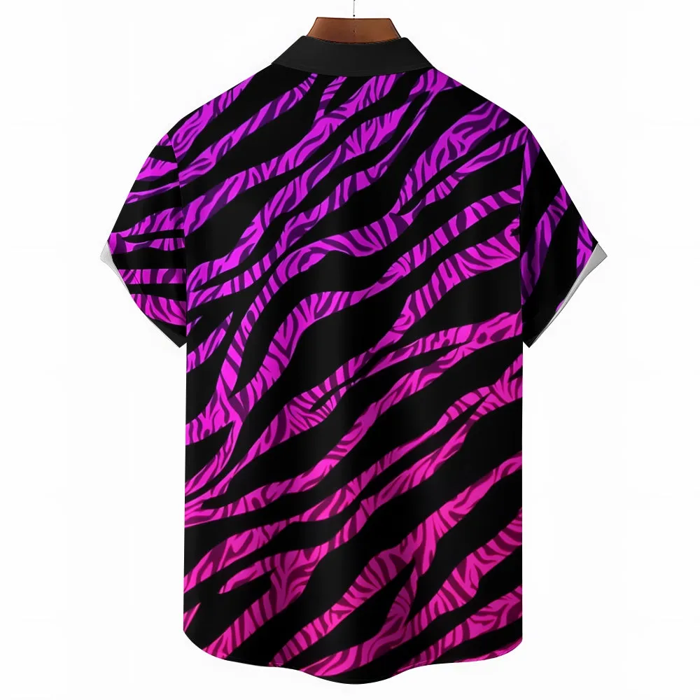 Abstract Men's Pocket Short Sleeve Shirts 2409000329