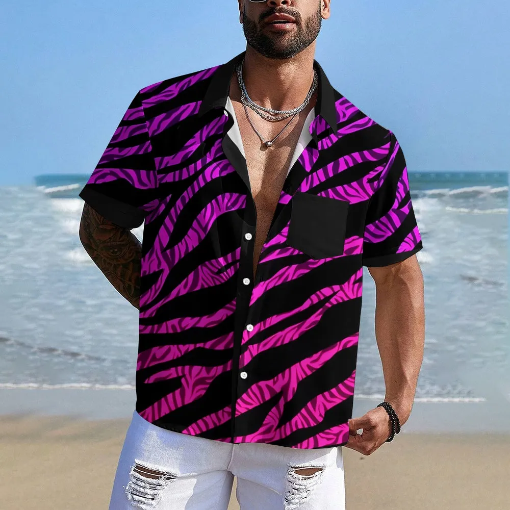 Abstract Men's Pocket Short Sleeve Shirts 2409000329
