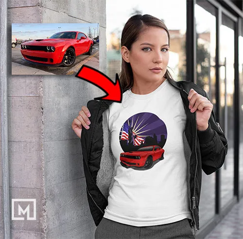 American Cars | Custom Print for Women | Fitted T-shirt