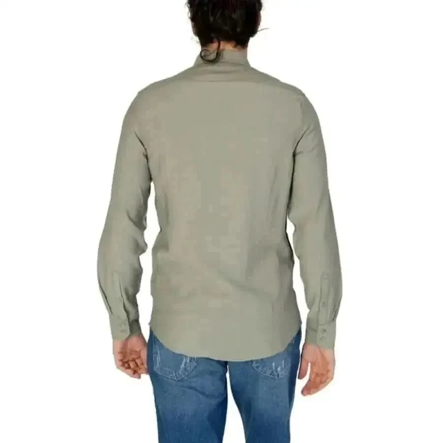 Antony Morato Men's Green Classic Long Sleeve Shirt