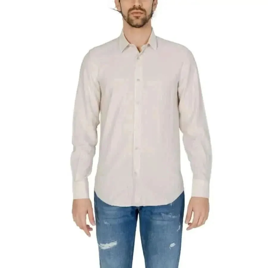 Antony Morato Men's Green Classic Long Sleeve Shirt