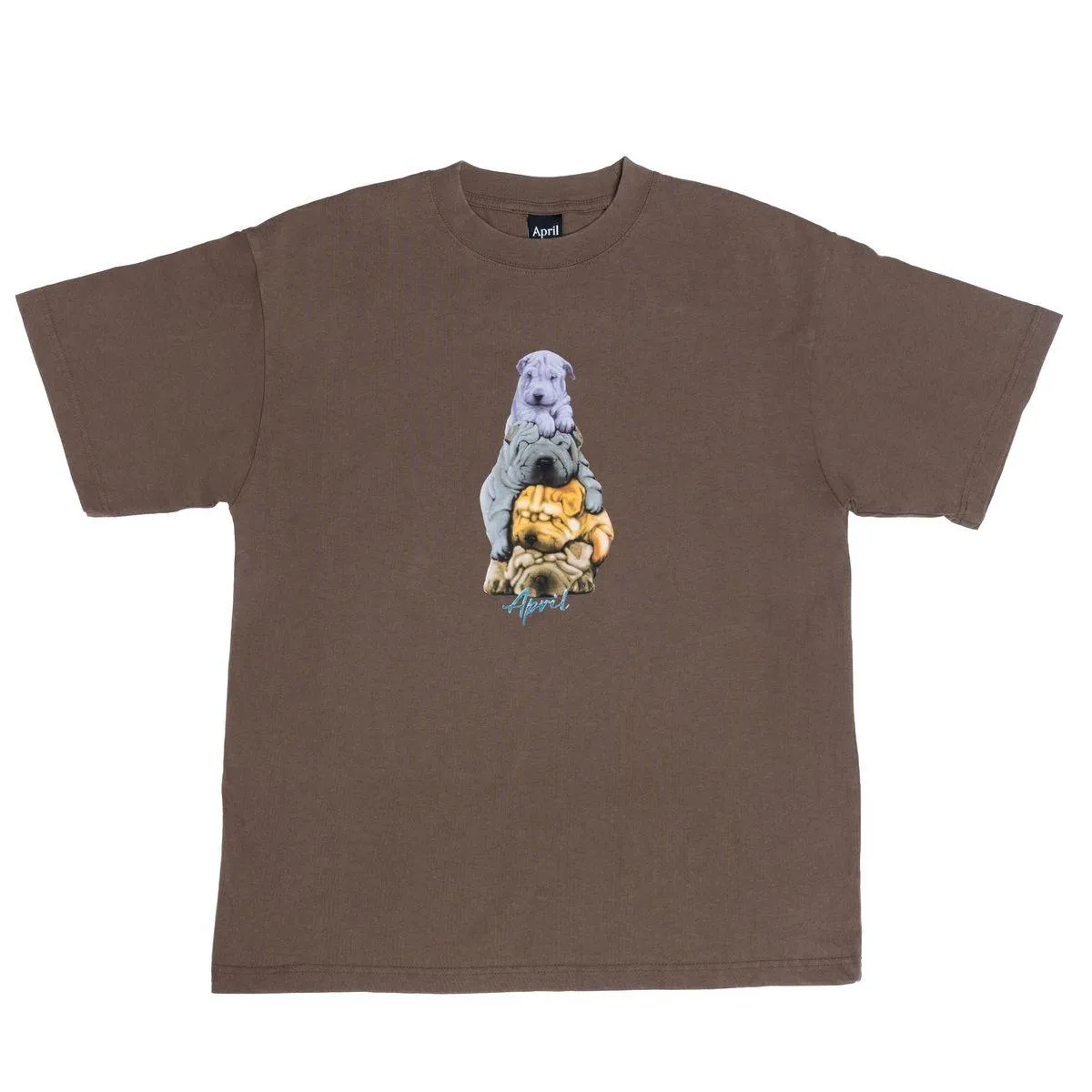 APRIL The Dogs Tee Washed Brown