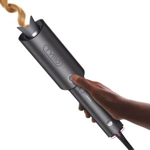 Automatic Rotating Curling Iron -  CURLPRO Beach Waves 1 Inch Curling Wand, Portable Hair Curler, 500 Million Ionic, Dual Voltage & Lightweight for Travel, Ceramic Coating, Metallic Gray