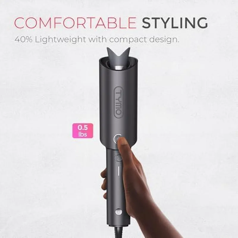 Automatic Rotating Curling Iron -  CURLPRO Beach Waves 1 Inch Curling Wand, Portable Hair Curler, 500 Million Ionic, Dual Voltage & Lightweight for Travel, Ceramic Coating, Metallic Gray