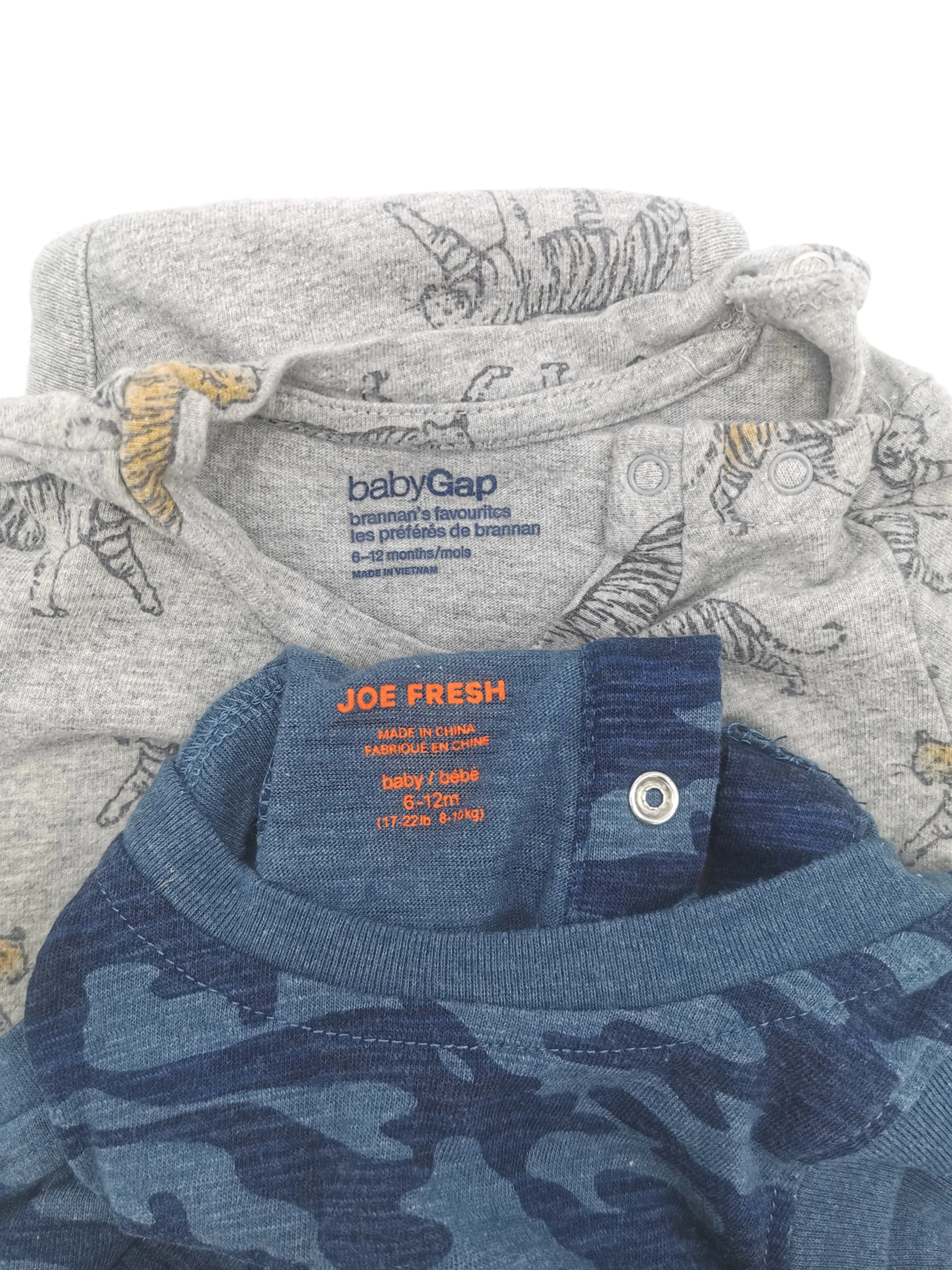 BABY BOY SIZE 6/12 MONTHS - Baby GAP & JOE FRESH, 2 Pack Summer Onesies VGUC B7